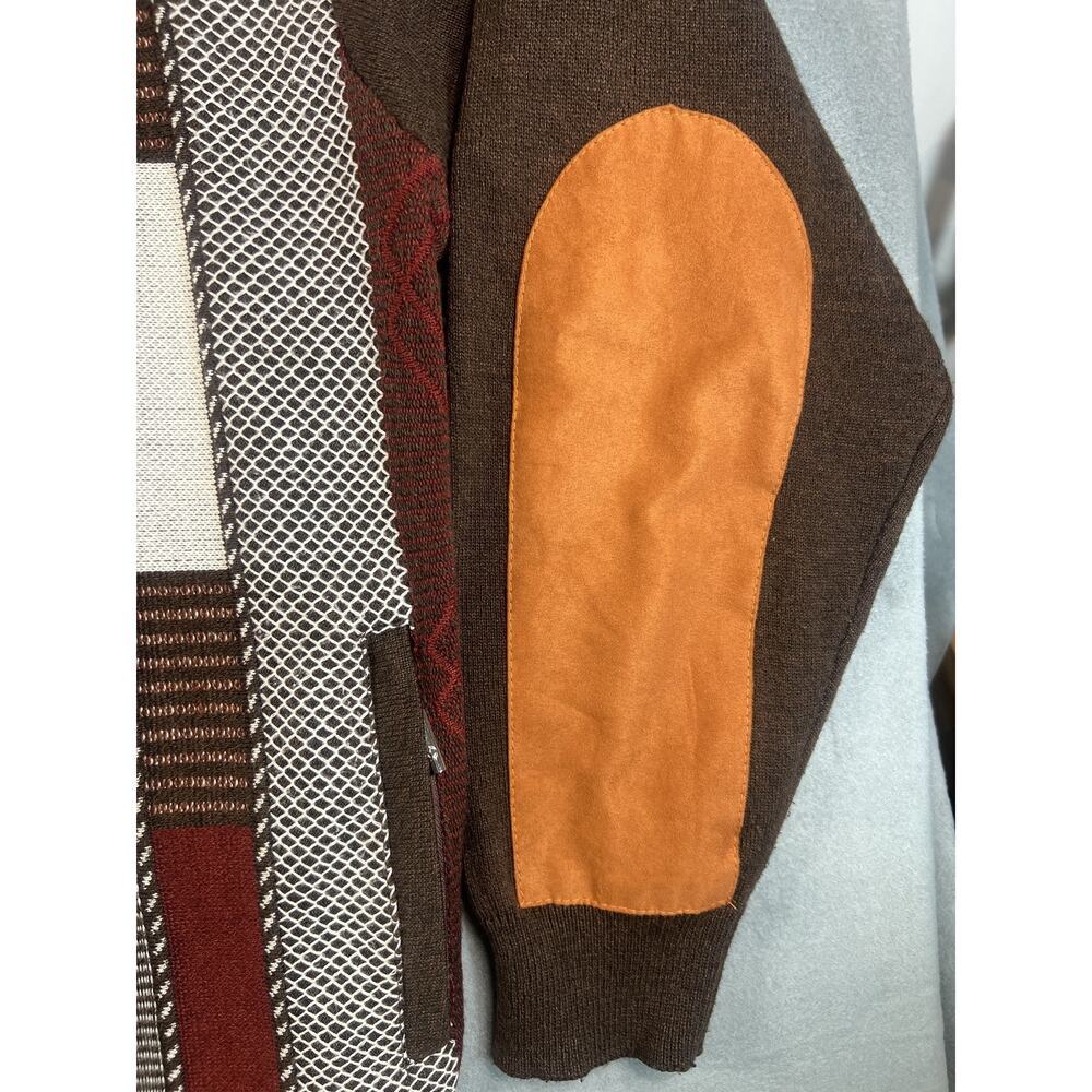 VTG Montique Med 3D Knit Zip Sweater 80s Retro Size 2XL Multicolor Hip Hop Style - Picture 3 of 14
